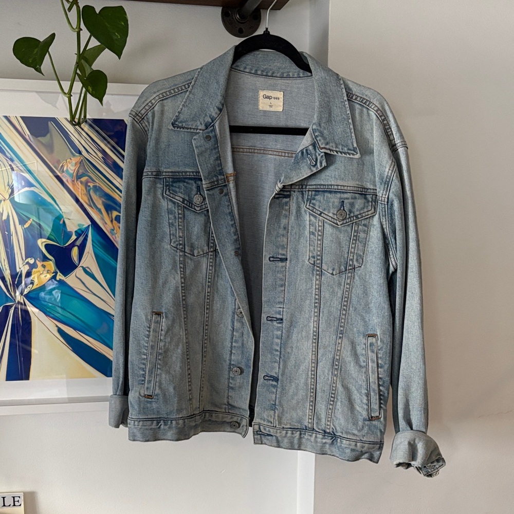 GAP Oversized Light Wash Denim Jacket - Faded Blue